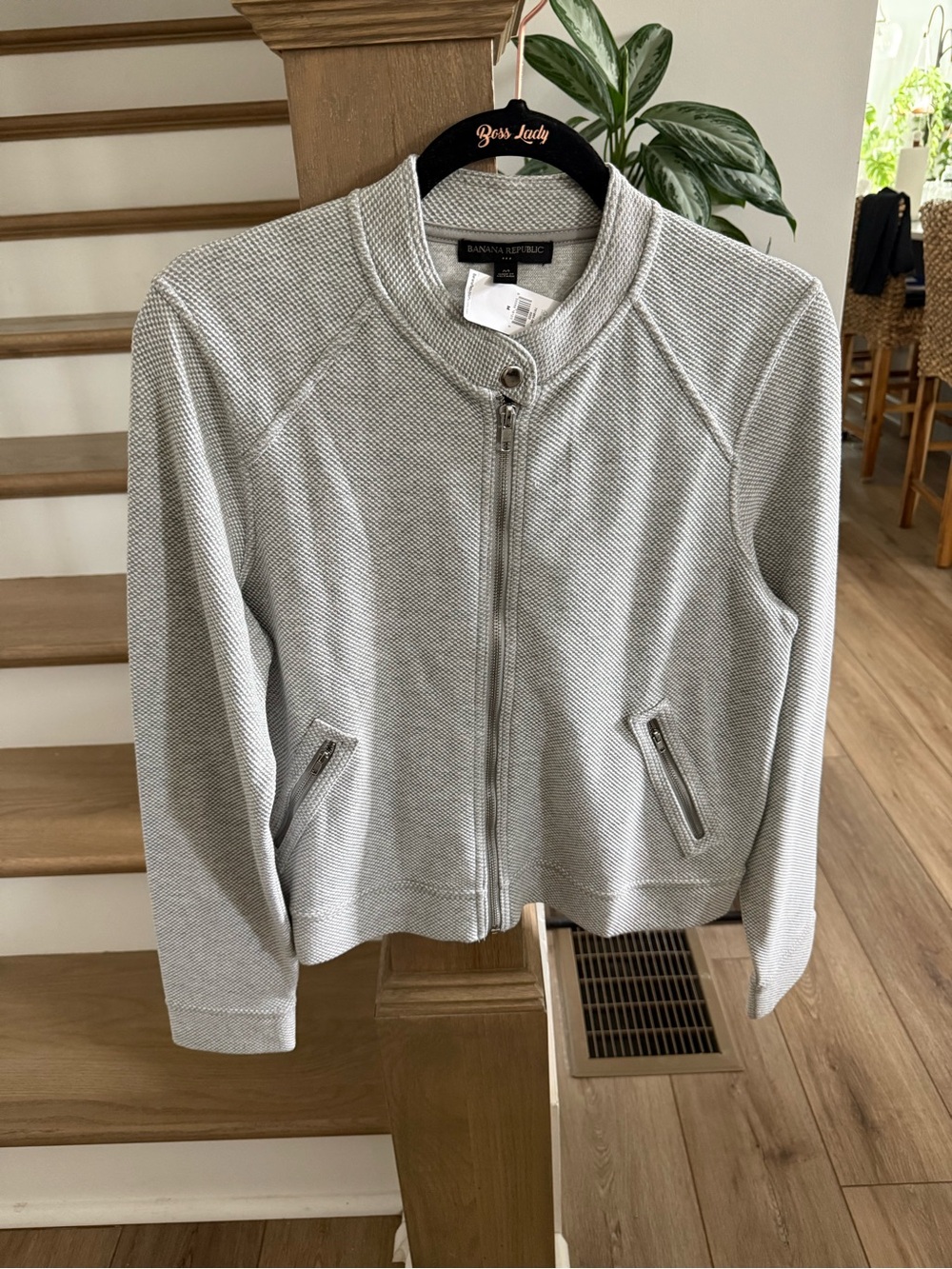 Banana Republic Heather Gray Zip Bomber Jacket
